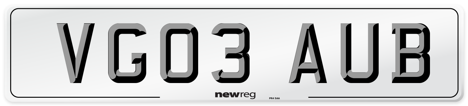 VG03 AUB Number Plate from New Reg